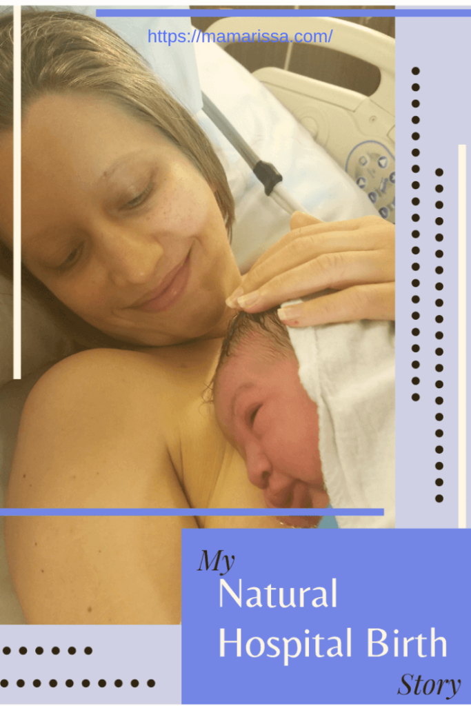 Mama Rissa cuddling her newborn daughter following her natural hospital birth.