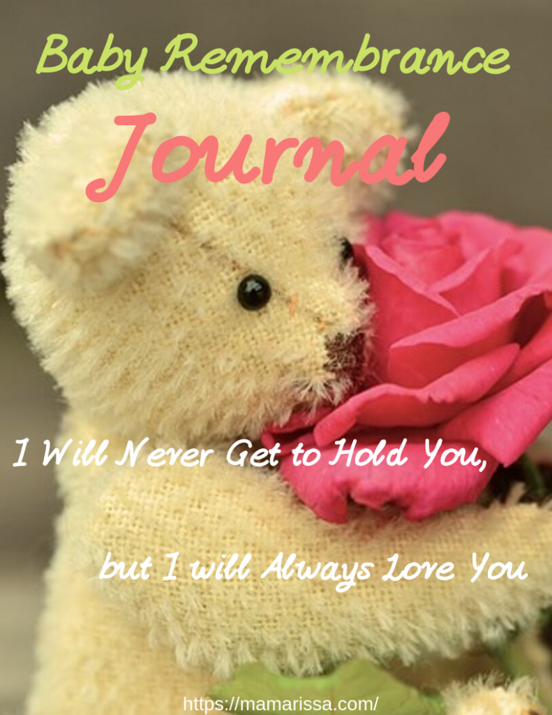 Cover page of Mama Rissa's Baby Remembrance Journal: I will never get to hold you, but I will always love you.