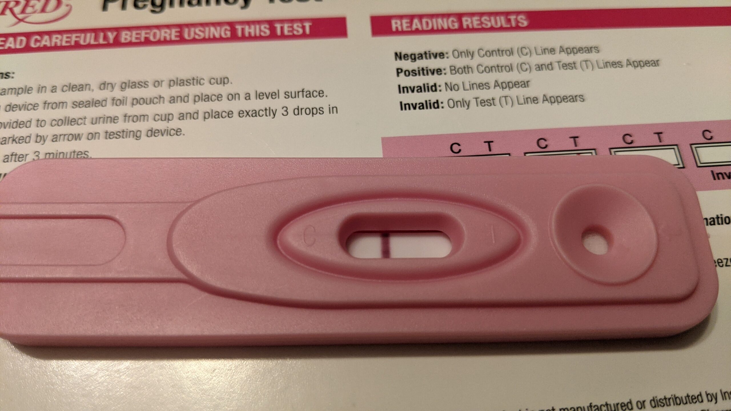 Negative pregnancy test.